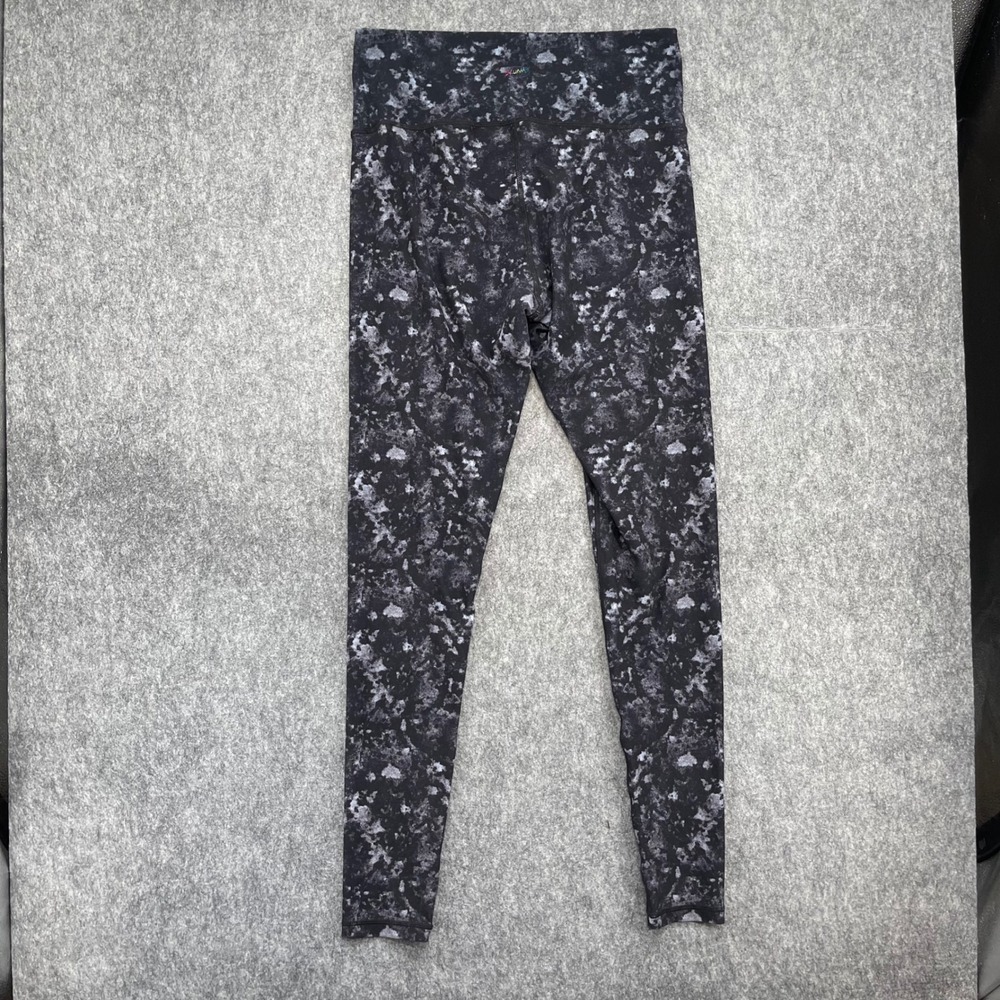 Slunks Leggings Womens 2XL Black White Acid Wash Marble High Waisted Activewear